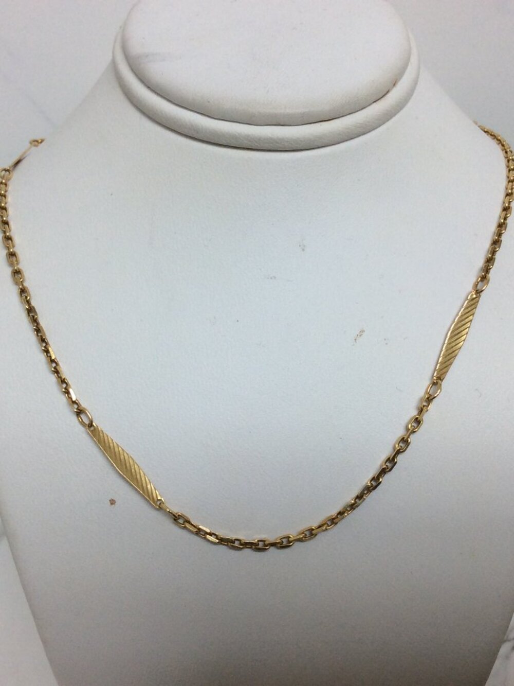 18k Yellow Real Solid Gold Rolo Bar Link Necklace Chain 20''  6.40 grams
